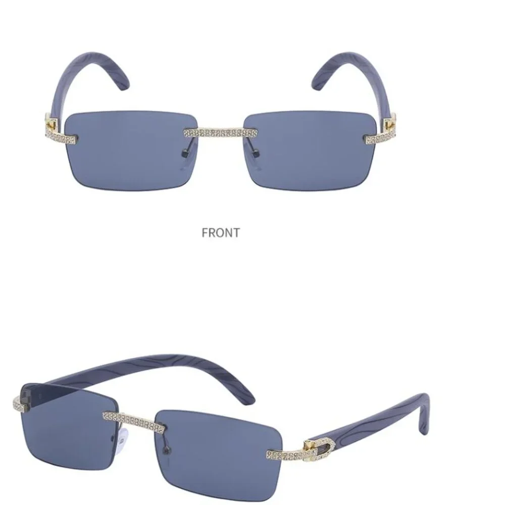 Men Sunglasses Square Black Lens Fashion Diamond Bling Hip Hop Style Lentes‎ New